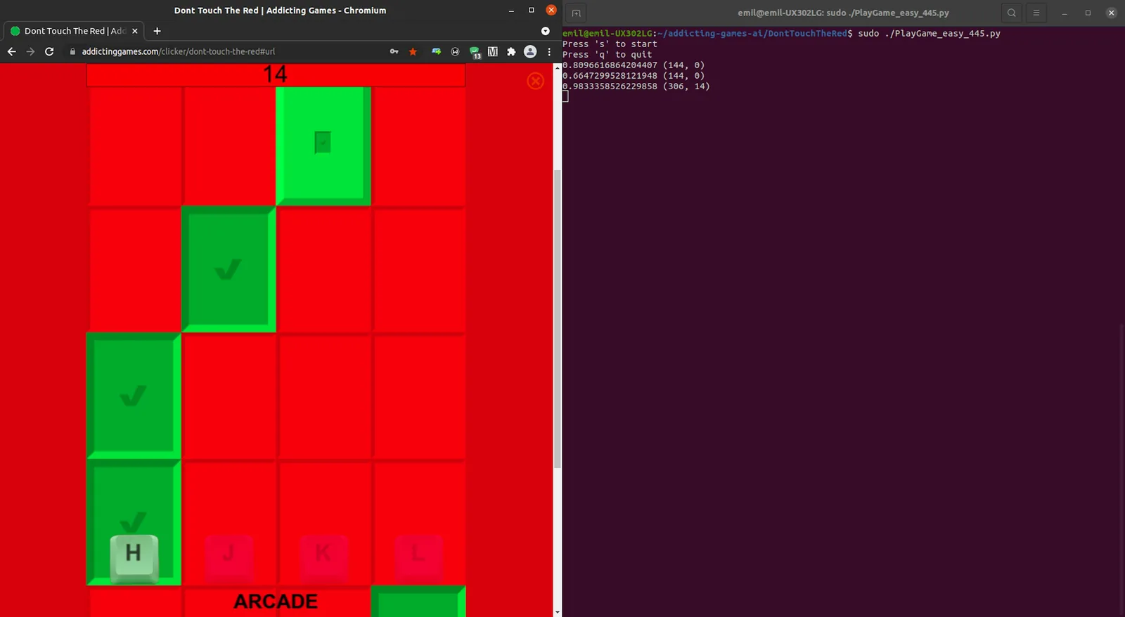 Template matching result on a game frame