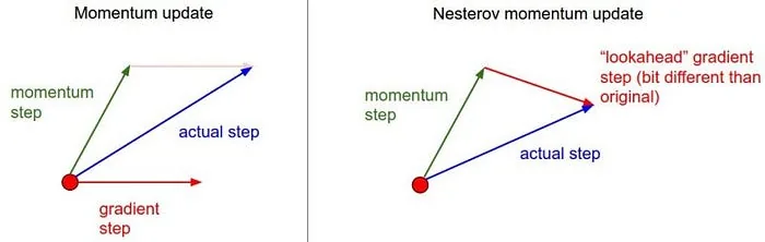 Различия между momentum и Nesterov accelerated gradient